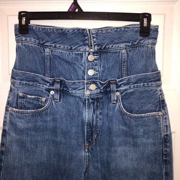 Agolde x Anthropologie Blue Vanna High Waisted Corset Straight Jeans sz 29 - Picture 3 of 11